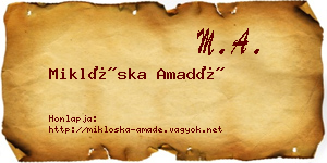 Miklóska Amadé névjegykártya